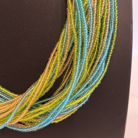 Multicolor Beaded Necklace. 17 strands measuring 34”. So many ways to style it. - Picture 3 of 9